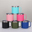 Double Wall 304 Stainless Steel Insulated Mugs with handles & lids coffee mug With Steel Straw 480 ML