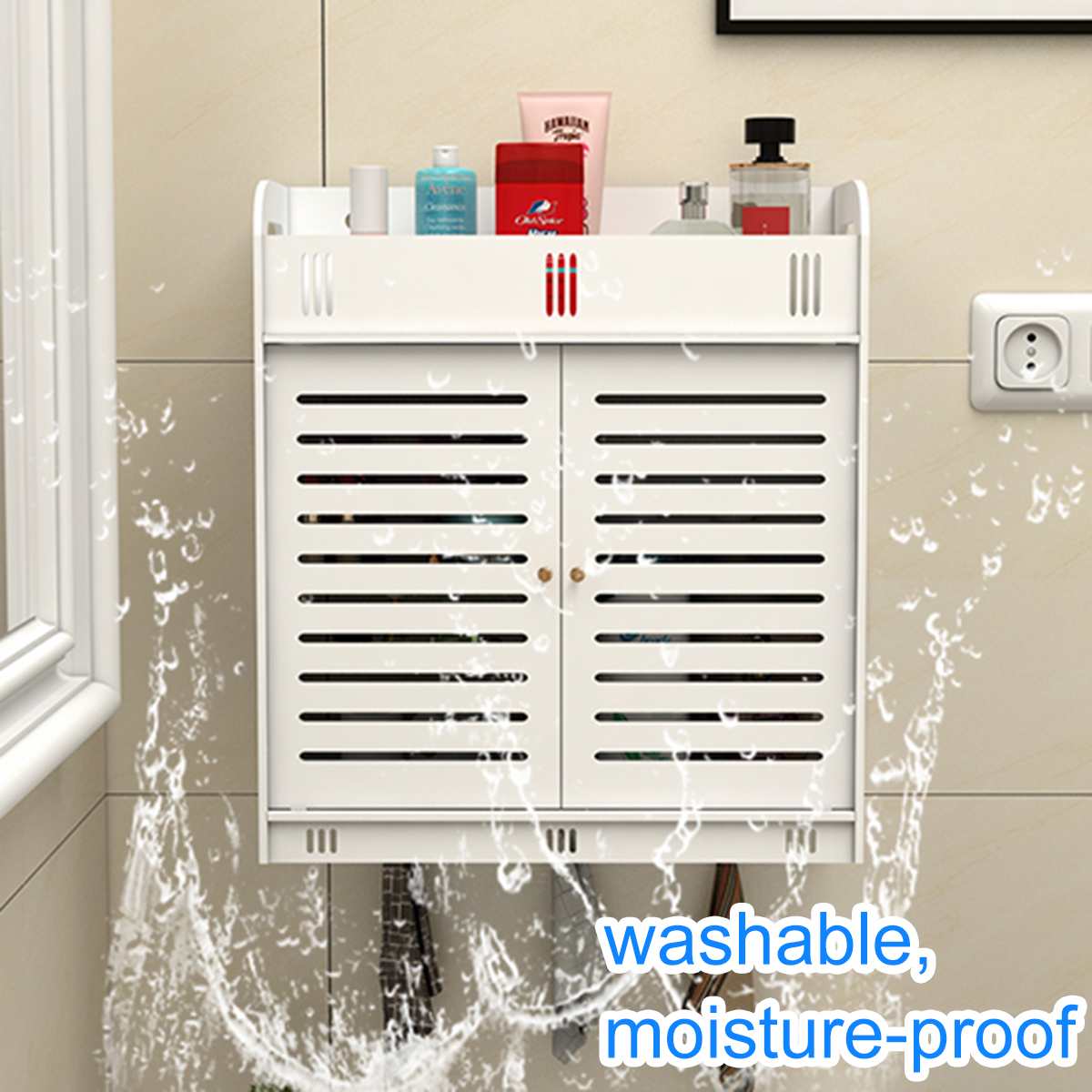 Wall Mounted PVC Bathroom [38] Storage Cabinet With Free Soap Dish By ...