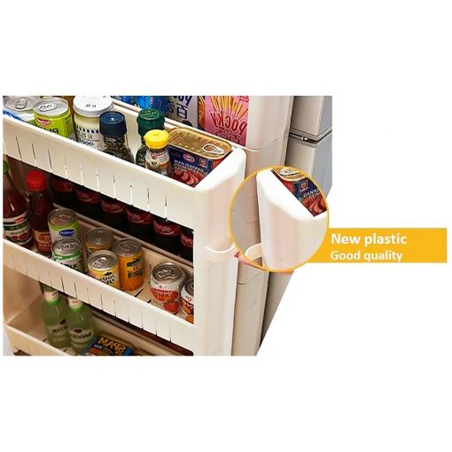 Space Saving Storage Organizer Slim Rack Shelf Trolley Rack Holder Storage Organizer For Kitchen, Bathroom (White) By AK