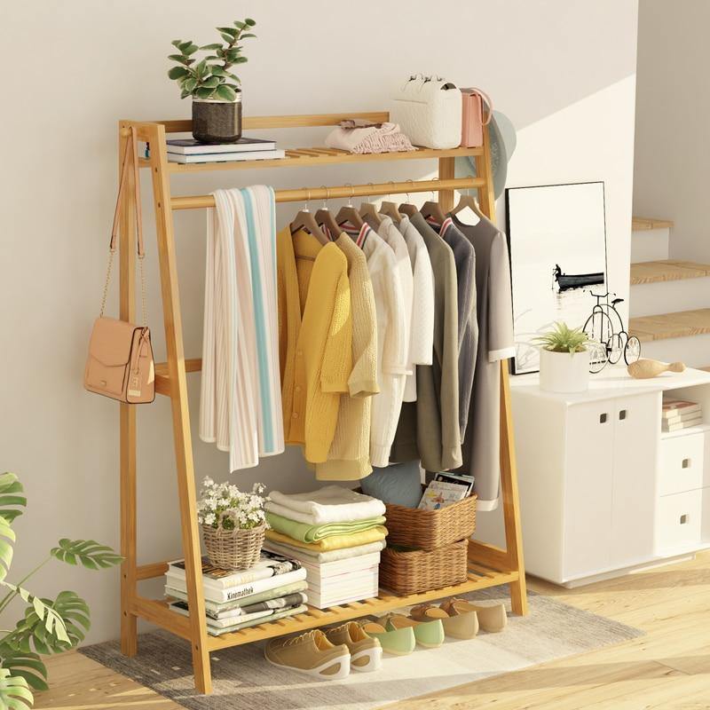 Louis Fashion Clothes Rack Simple Floor Bedroom Shelf in Polished