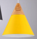 Modern LED Pendant Light Nordic Colorful Triangle Wrought Iron Metal Rope Lamp For Kitchen Living Room Solid Wood Cafe Baryellow