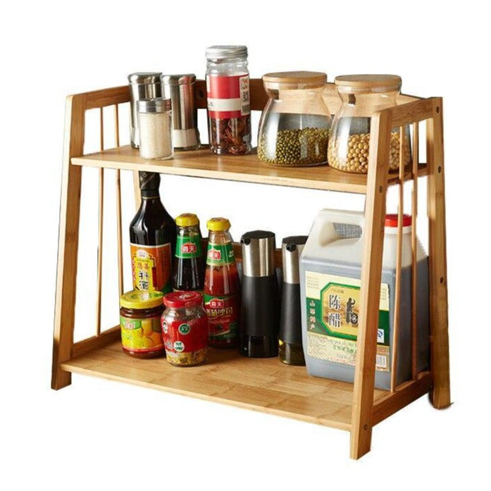 Kitchen Wooden Condiment Spice Rack Two Layers By Miza