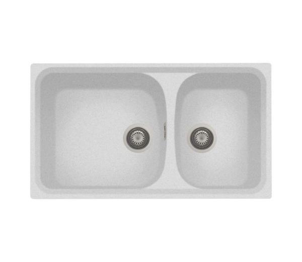 Nirali Harmony LV-2 Kitchen Sink in Quartz + PVC Plumbing Connector - peelOrange.com