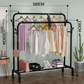Metal Clothes storage drying rack foldable double pole With Hooks & Shoe Rack
