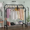 Metal Clothes storage drying rack foldable double pole With Hooks & Shoe Rack