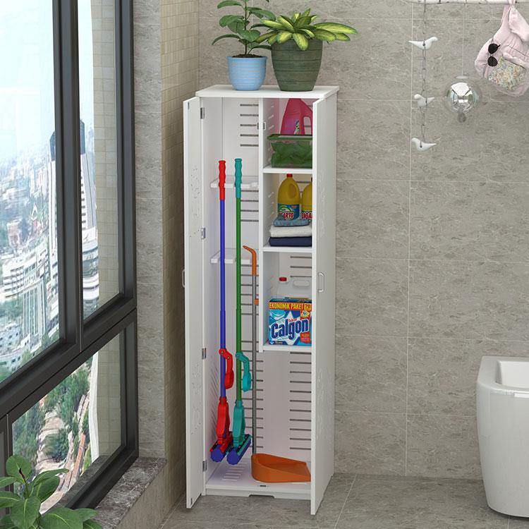 Floor Standing PVC MOP / Janitor Shelf Bathroom Accessories Storage Wa ...