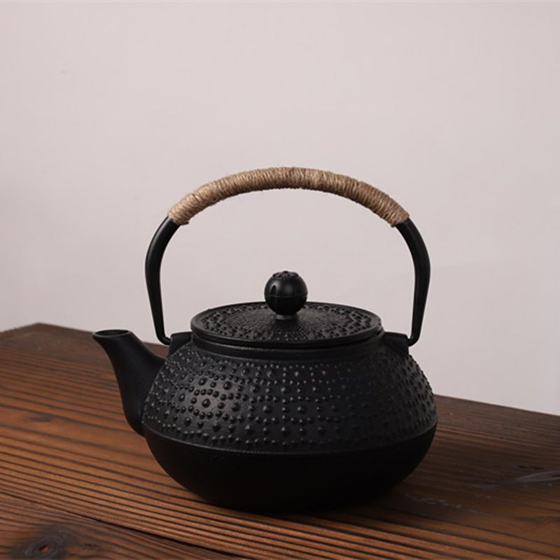 Antique Dotted Enamel Japanese Cast Iron Teapot, Hot Water Kettle 0.9L