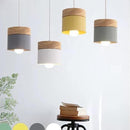 Modern Pendant Lights Nordic Light Wood Iron Colorful Led Hanging LampRestaurant Coffee Bedroom E27 Led Light