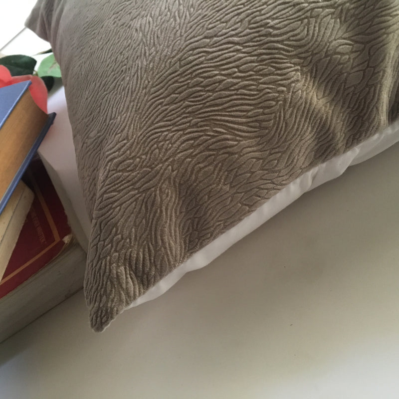 Grey Self Design Wave Pattern Velvet Cushion Cover Design (16 x 16 ) 1Pc