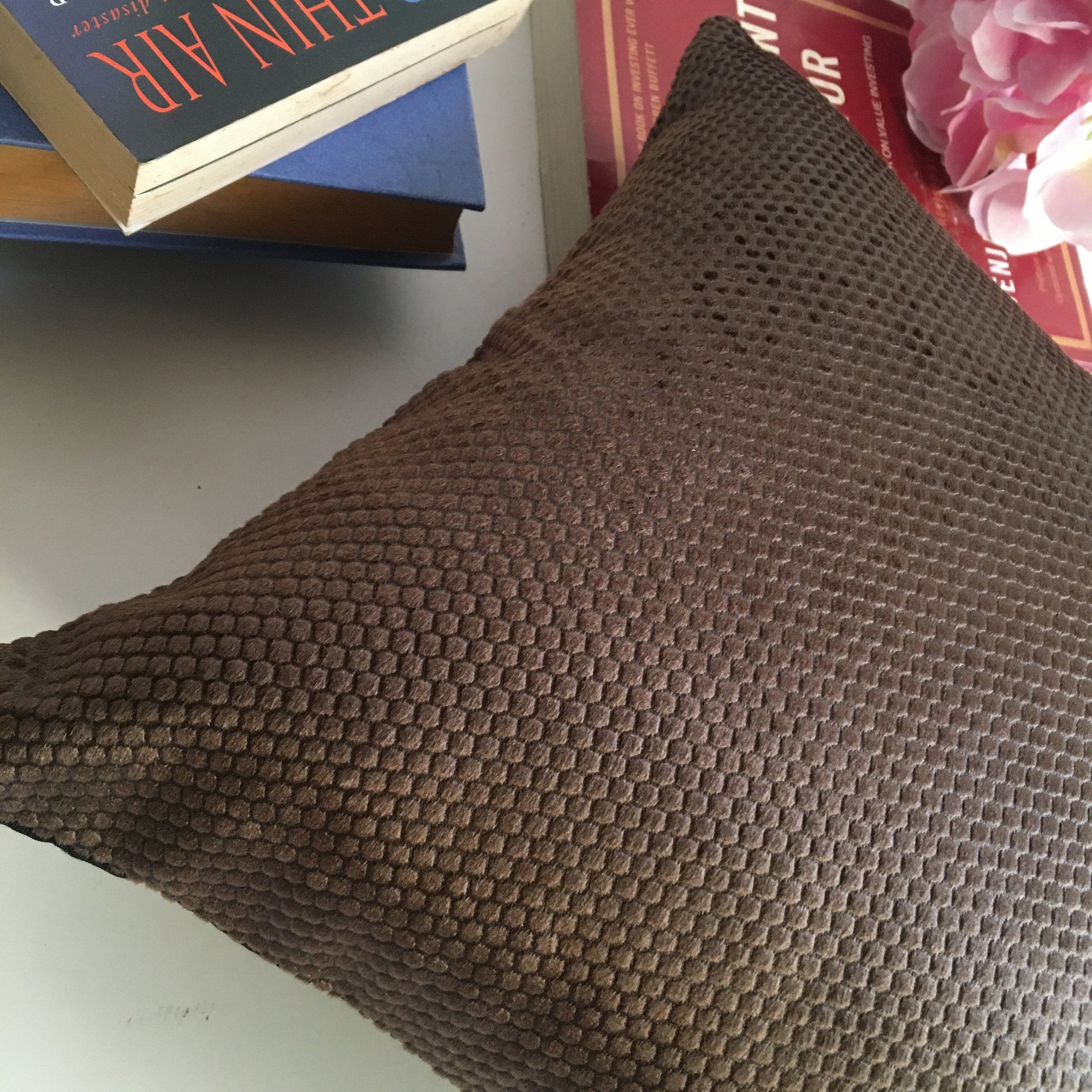 Dark Brown Self Velvet sofa Cushion Cover