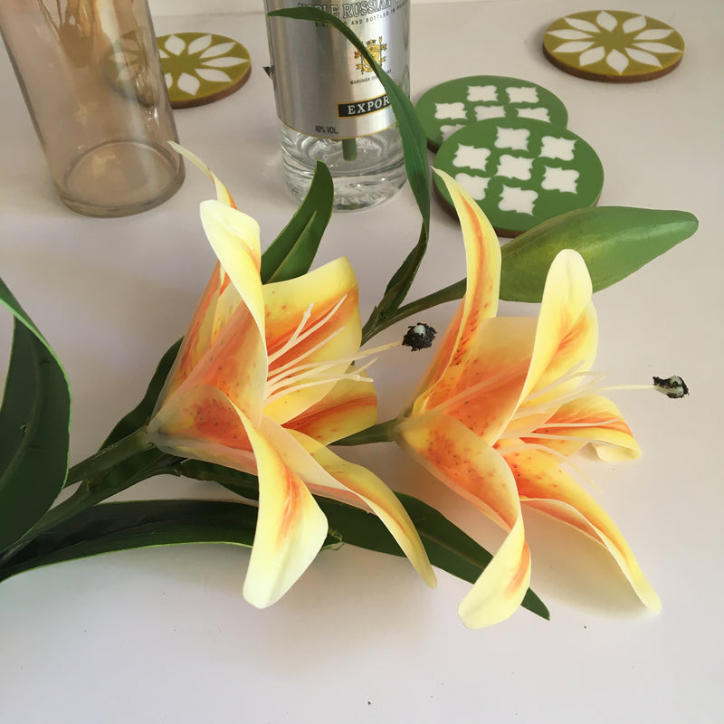 Artificial Lily Bud Flower Single Botanical Home Garden Decorative 1 Stem