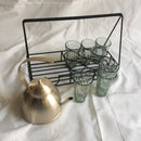 Stainless Steel In Beige Gold Finish Desi Tea Set with Kettle & 6 Glasses By MK