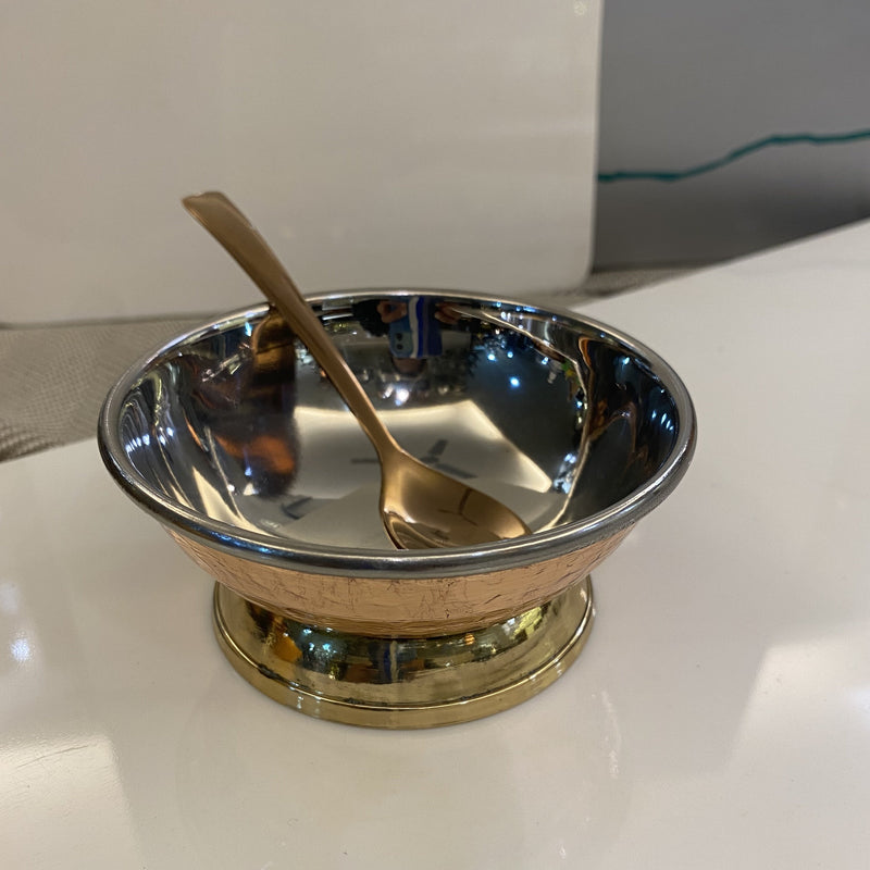 Copper Stainless Steel Hammered Dessert Bowl By MK