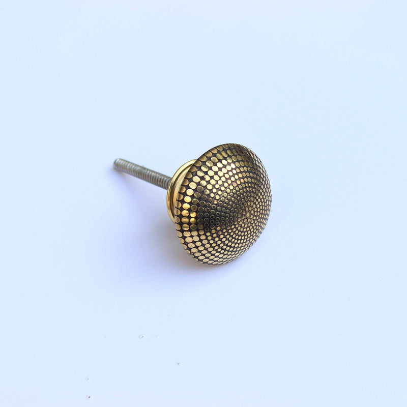 Brass Dotted Design Circular Cabinet Knob - peelOrange.com