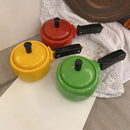 Colorful Dish Serving Cooker Shaped Bowl With Lid For One & Two Portion MK