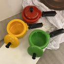 Colorful Dish Serving Cooker Shaped Bowl With Lid For One & Two Portion MK