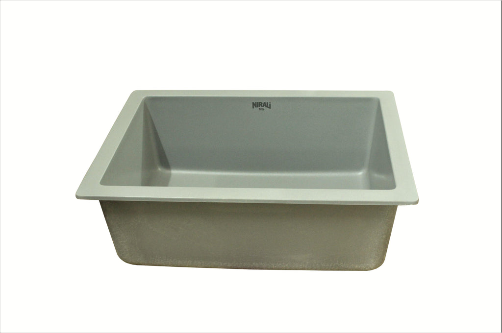 Nirali Livia Quartz Single Bowl Kitchen Sink in Quartz - peelOrange.com