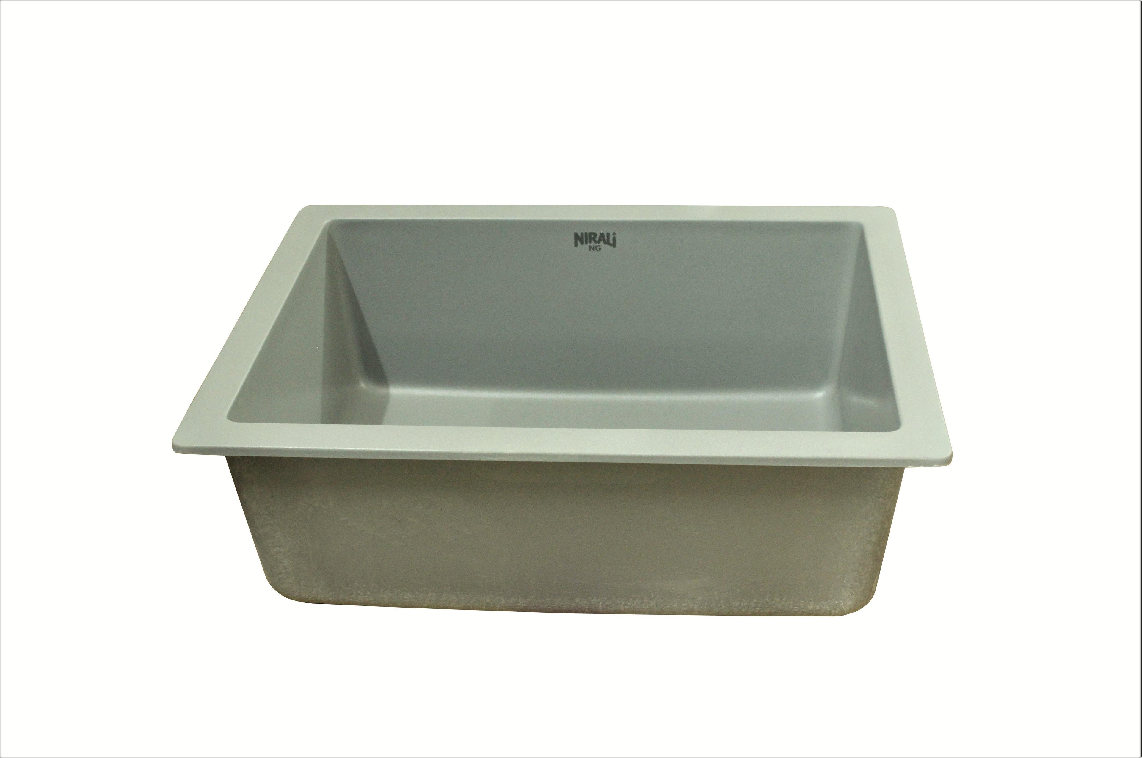 Nirali Livia Quartz Single Bowl Kitchen Sink in Quartz - peelOrange.com
