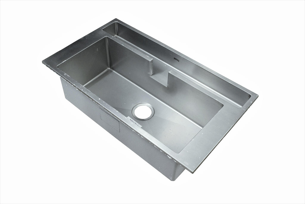 Nirali Era Satin Finish Kitchen Sink in Stainless Steel 304 Grade + PVC Plumbing Connector - peelOrange.com
