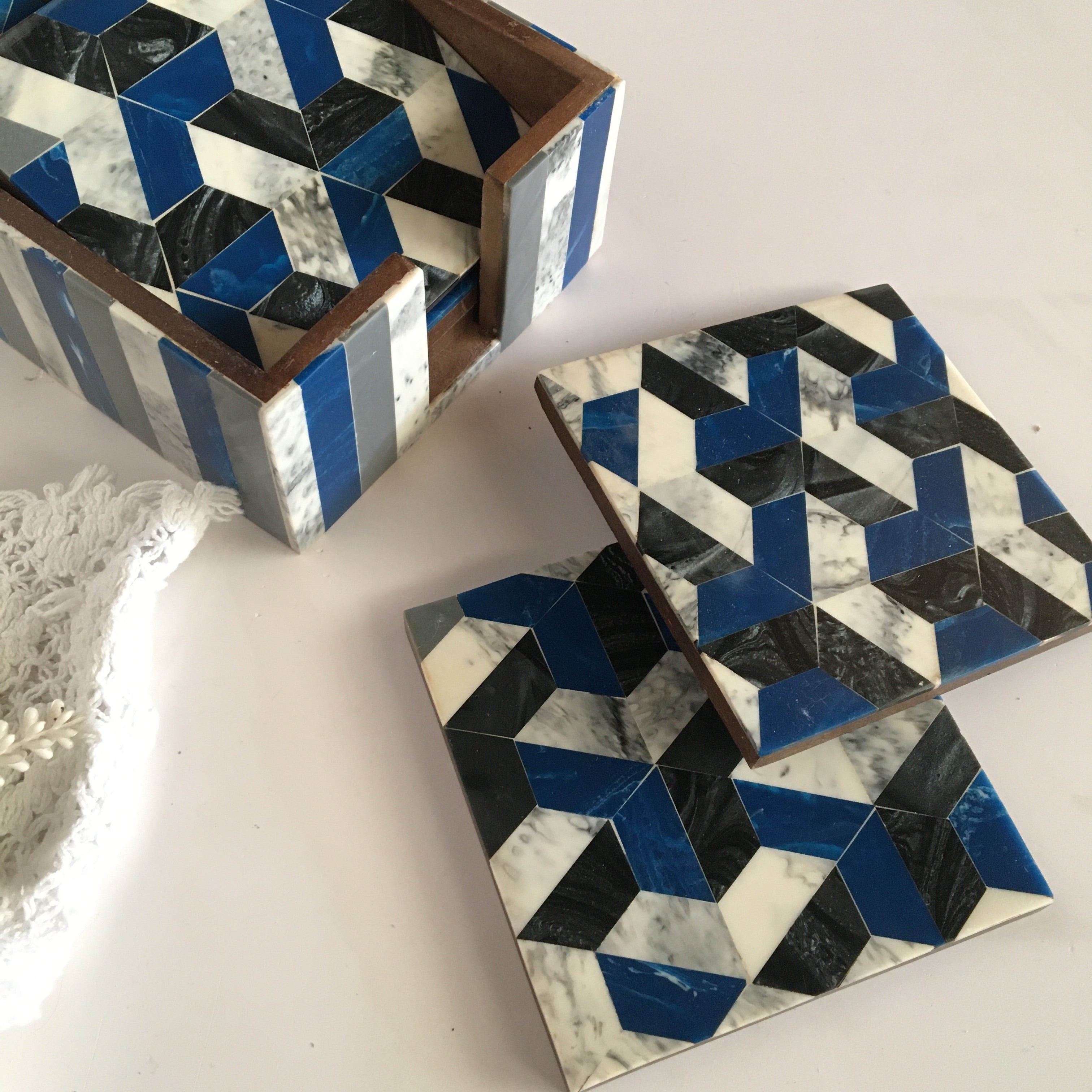 Tea Cup Resin Coasters Set In Hexagon Style Pattern | Set of 6 | Single Pc