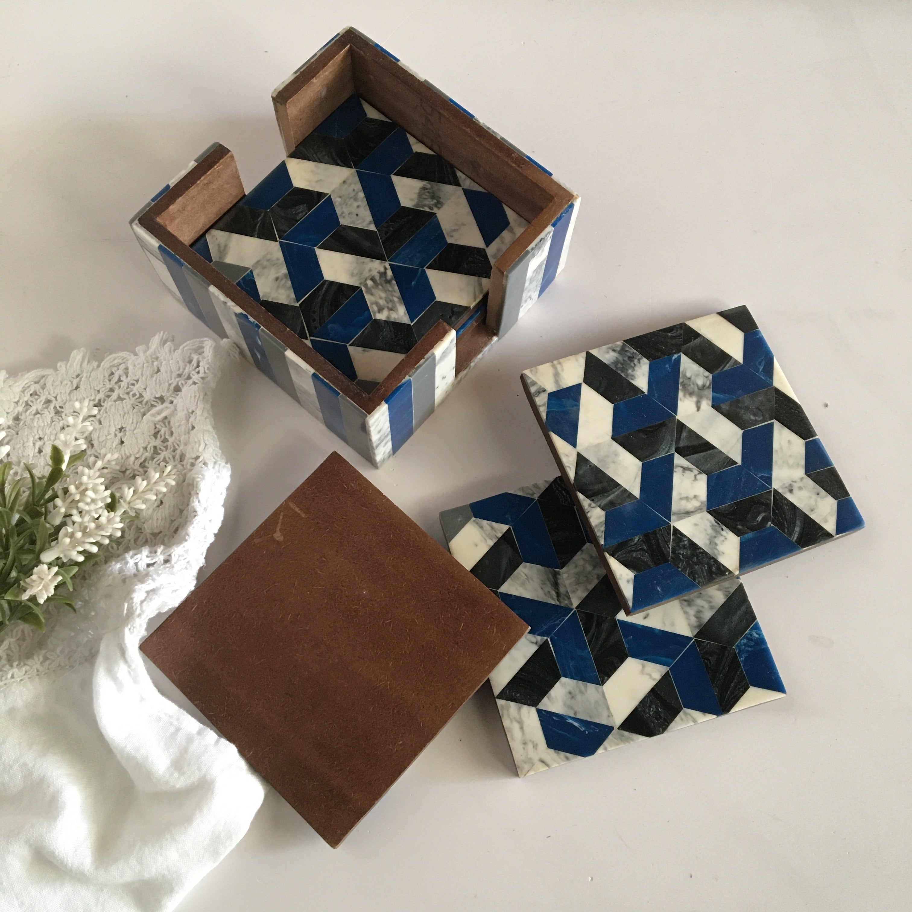 Tea Cup Resin Coasters Set In Hexagon Style Pattern | Set of 6 | Single Pc