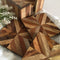 Diagonal Pattern Tea Cup Coaster Set Of 6 In Resin & Wood With Holder