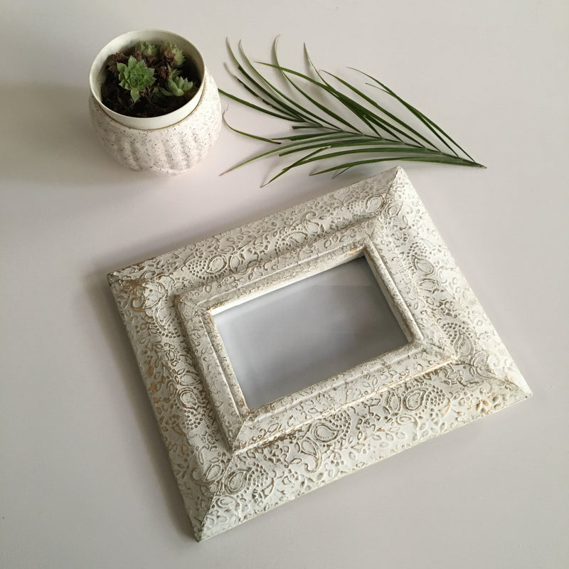 Antique White & Gold Wood Picture Frame By HMF