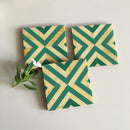 Square Table Coffee Coaster Set With Aqua Green Marble Finish Resin Coasters