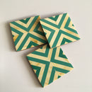 Square Table Coffee Coaster Set With Aqua Green Marble Finish Resin Coasters