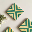 Square Table Coffee Coaster Set With Aqua Green Marble Finish Resin Coasters