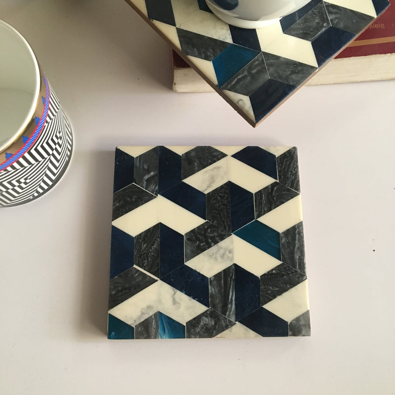 Tea Cup Resin Coasters Set In Hexagon Style Pattern  | Set of 6 | Single Pc