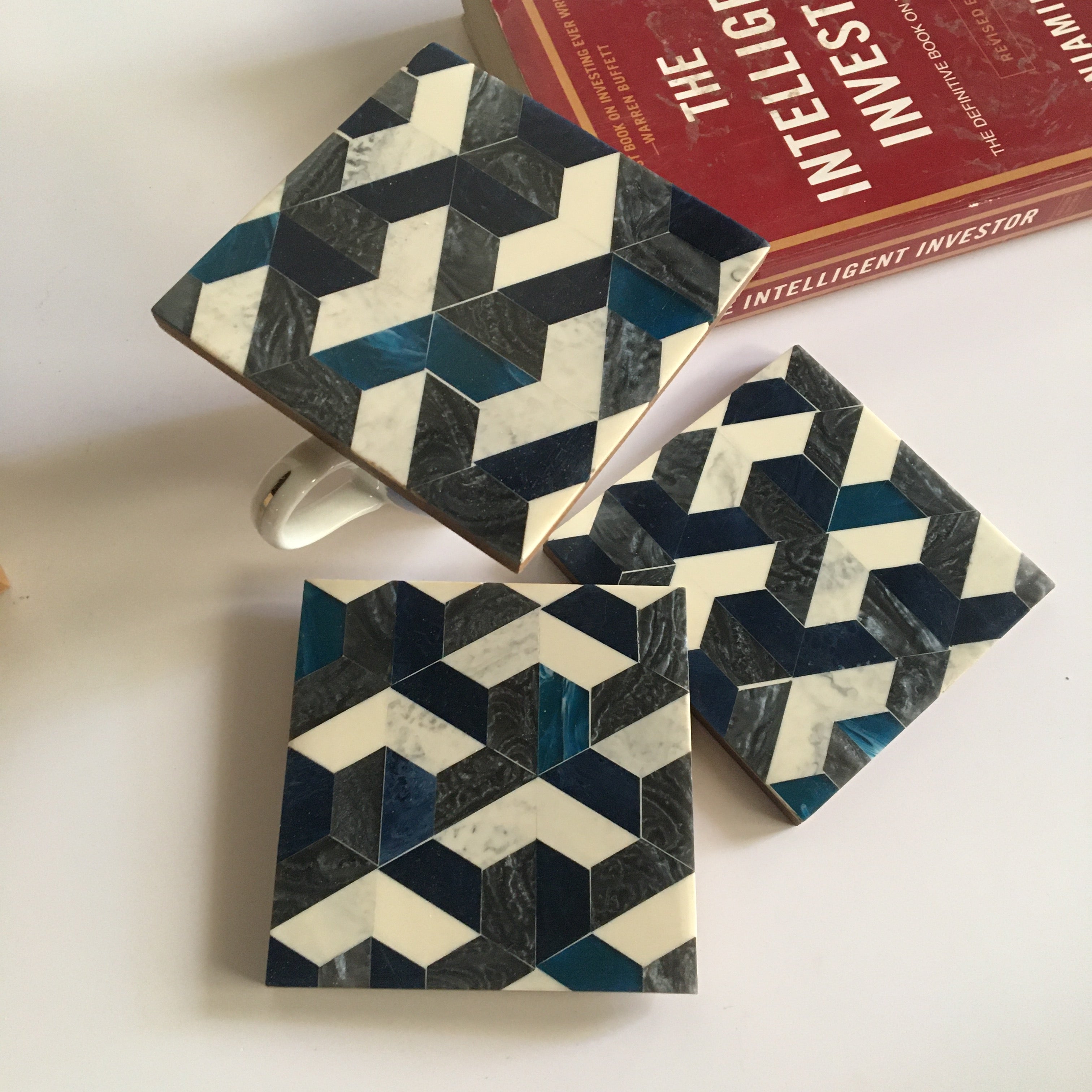 Tea Cup Resin Coasters Set In Hexagon Style Pattern | Set of 6 | Single Pc
