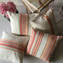 White Base With Multicolor Patch Stripe Cotton Cushion Cover for Sofa 1Pc