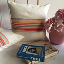 White Base With Multicolor Patch Stripe Cotton Cushion Cover for Sofa 1Pc