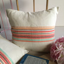 White Base With Multicolor Patch Stripe Cotton Cushion Cover for Sofa 1Pc