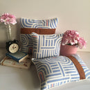 Jean Blue & White Stripes With Brown Stripe Cotton Pillow Cushion Cover 1Pc