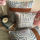 Jean Blue & White Stripes With Brown Stripe Cotton Pillow Cushion Cover 1Pc