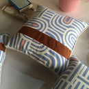 Jean Blue & White Stripes With Brown Stripe Cotton Pillow Cushion Cover 1Pc