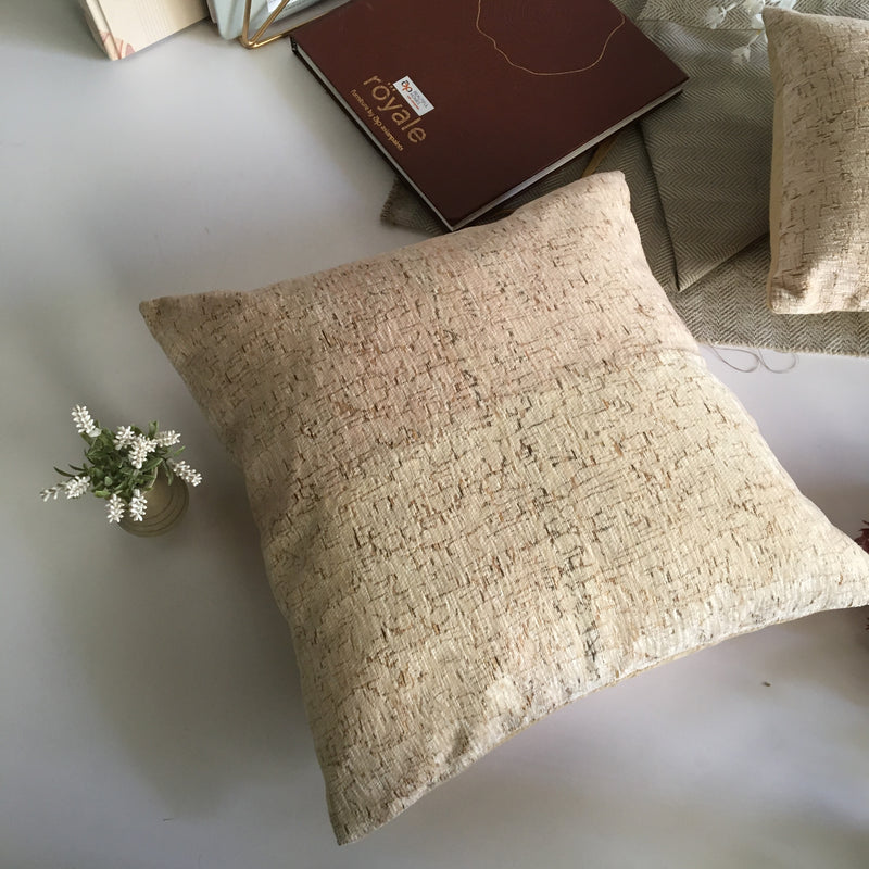 Beige Color Chenille Fabric Cushion Cover 