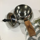 Stainless Steel Tableware Service Cooker with Wooden Handle For One Portion MK