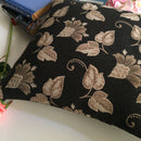Decorative Black & Beige Leaf Pattern Sofa Cushion Cover Design (16 x 16 ) 1Pc