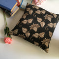Decorative Black & Beige Leaf Pattern Sofa Cushion Cover Design (16 x 16 ) 1Pc