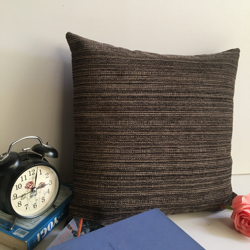 Dark Brown Jute Feel Distorted Pattern Soft Cushion Cover Design (16 x 16 ) 1Pc