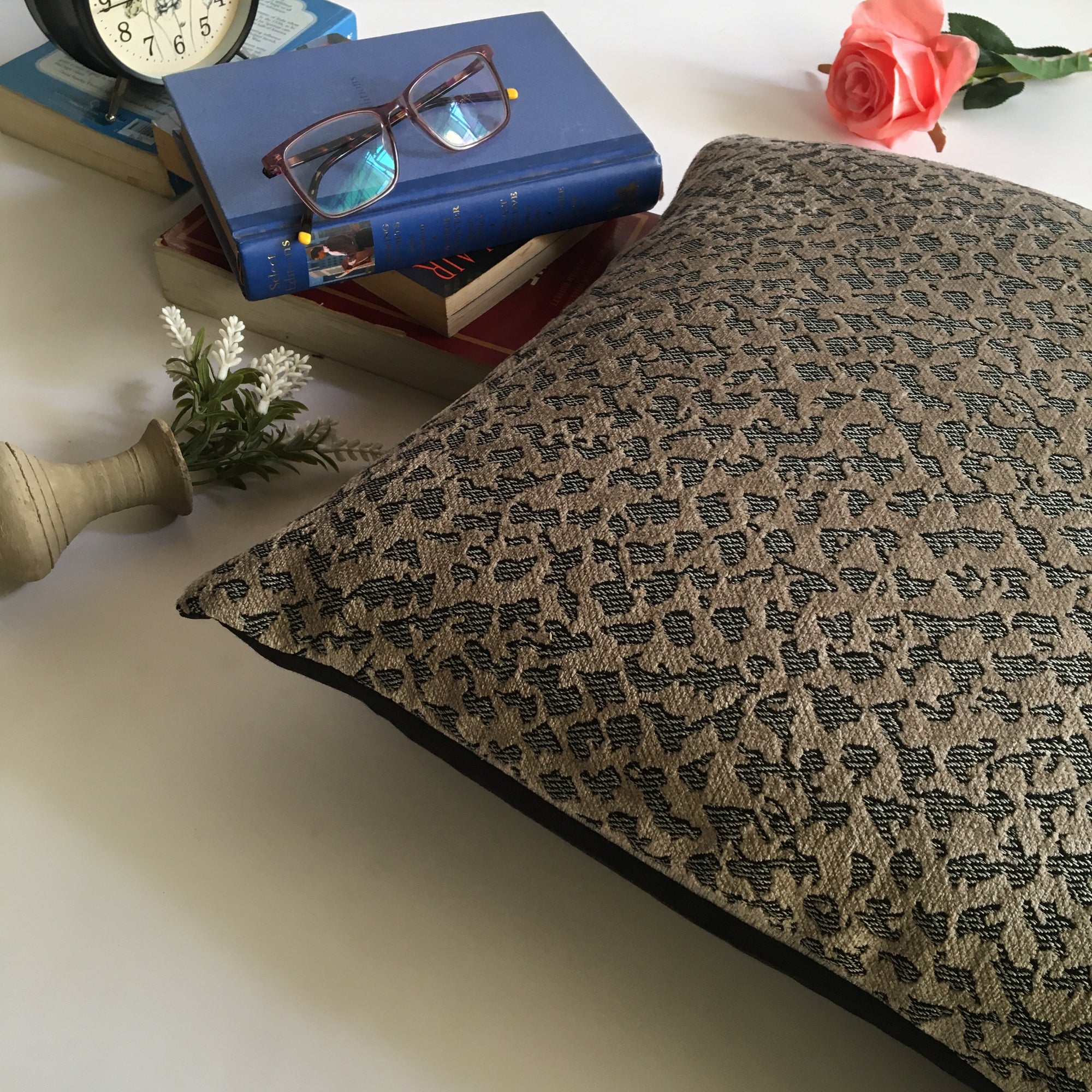 Decorative Jacquard Textured Velvet Cushion Cover (16 x 16 ) 1Pc