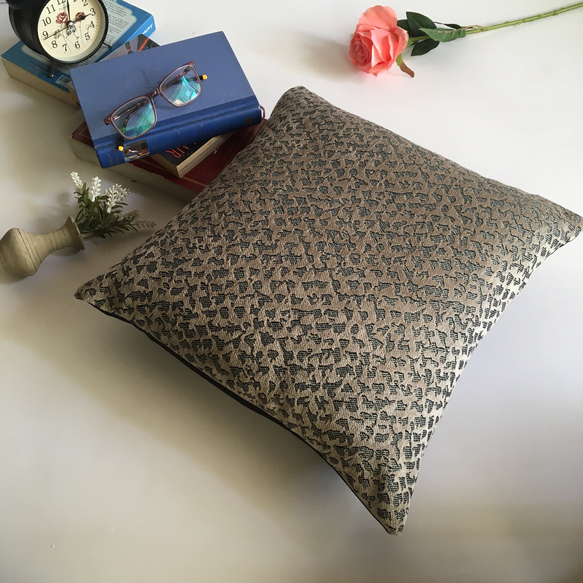 Decorative Jacquard Textured Velvet Cushion Cover (16 x 16 ) 1Pc