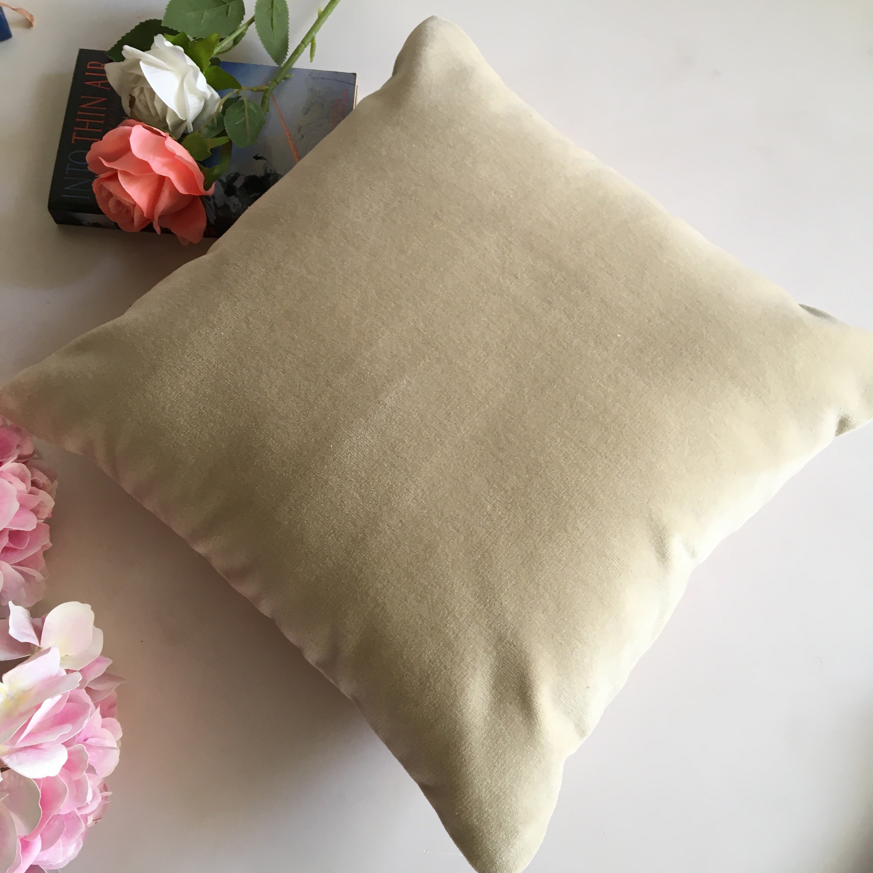 Plain White Velvet Color Sofa Cushion Cover