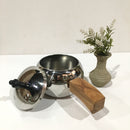 Stainless Steel Tableware Service Cooker with Wooden Handle For One Portion MK