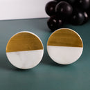 Brass Gold And White Marble Cupboard Door Knobs 1Pc