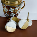 Brass Gold And White Marble Cupboard Door Knobs 1Pc