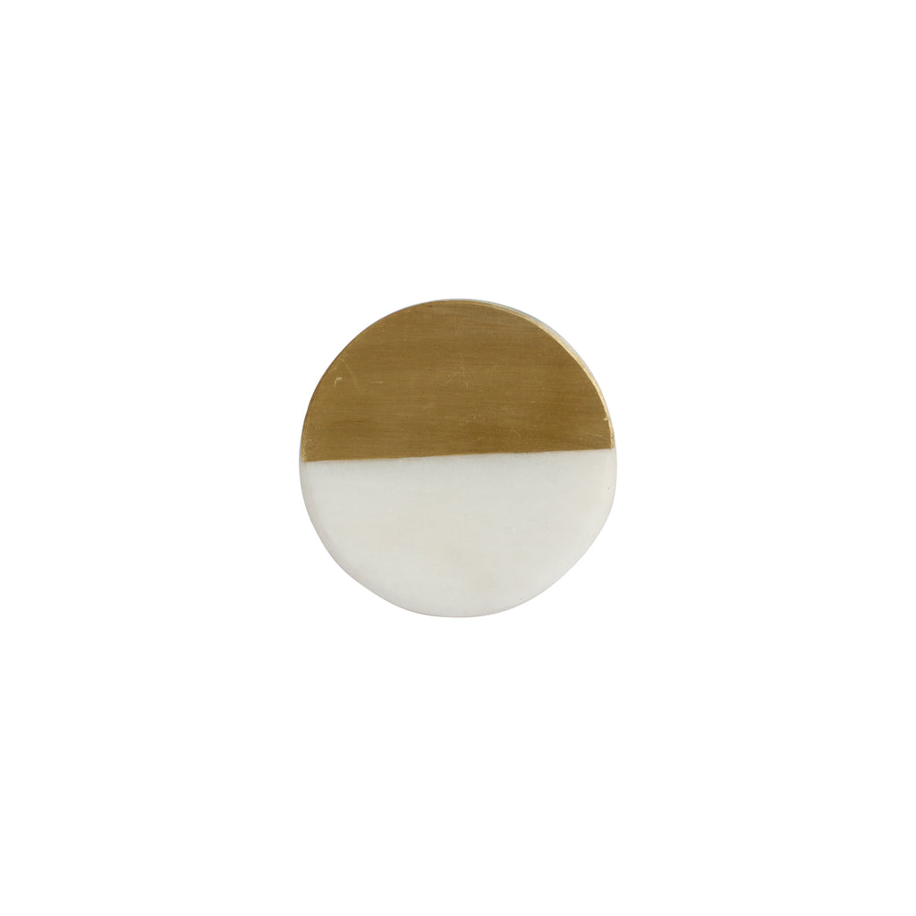 Brass Gold And White Marble Cupboard Door Knobs 1Pc